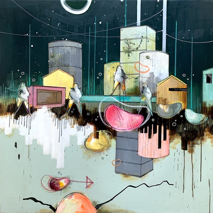 Casper Eliasen, Summer Night City 100x100 cm. 13.000 kr.
